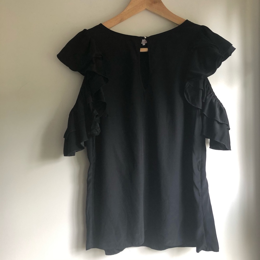 Parker Silk Ruffle Cold-Shoulder Blouse